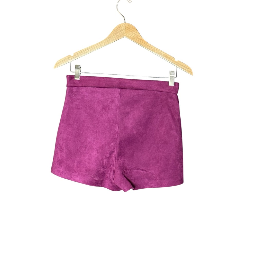 Zara Magenta Faux Suede High Waisted Shorts Purple Side Zip Chic Womens Small